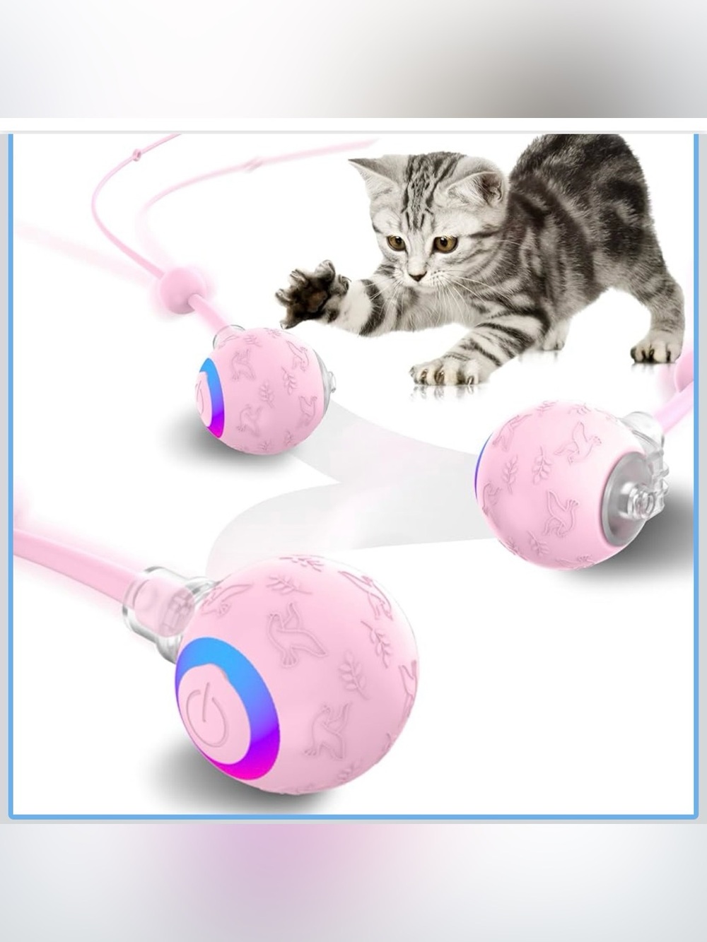 Pink LED Cat Teaser Ball - Rechargeable Interactive Toy